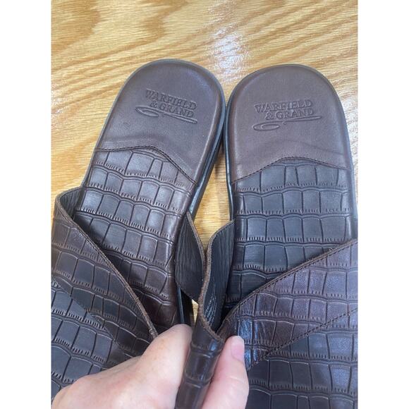 Warfield & Grand Tampa Thong Sandals Men\'s 12 Brown Leather Slip On Open Toe S14 main image 5